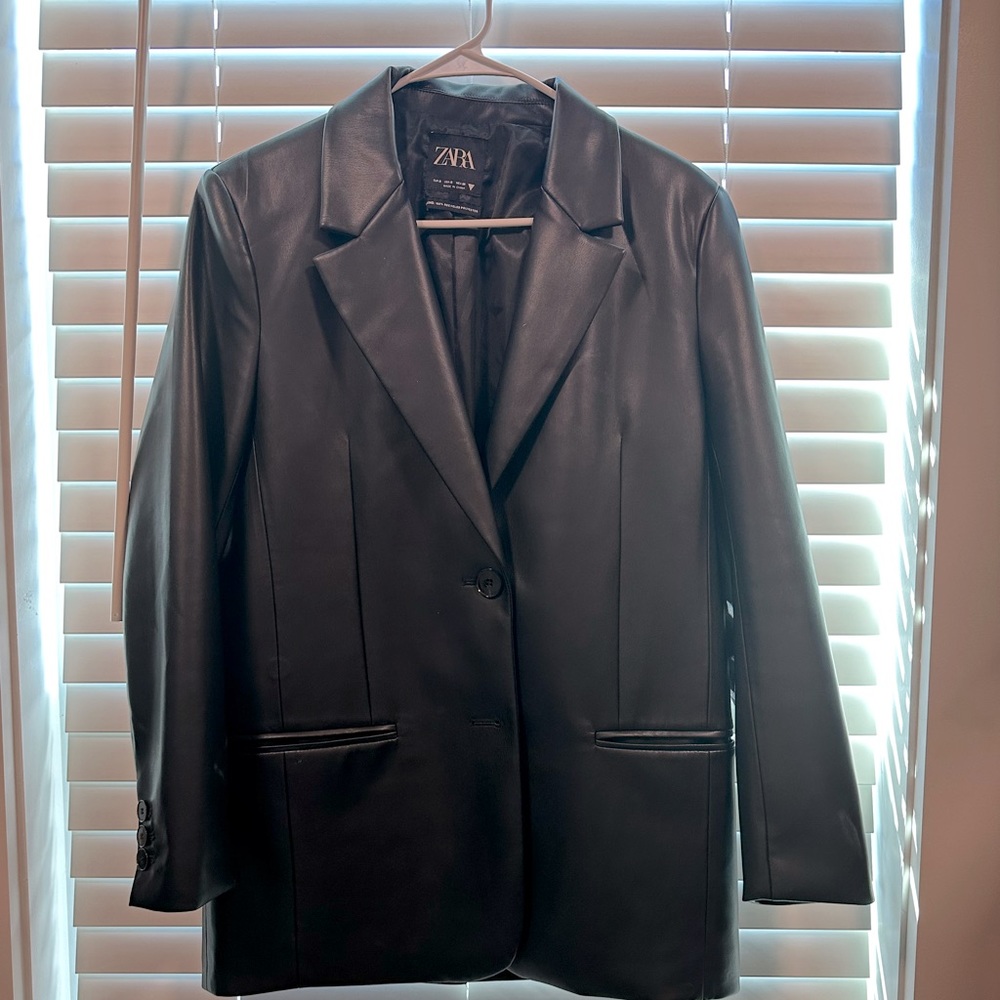 Zara leather blazer